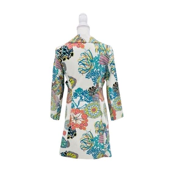 Trina Turk Jacket Midi Coat Jacket Floral Multicolor  Art Cotton Size 4 - Picture 2 of 8